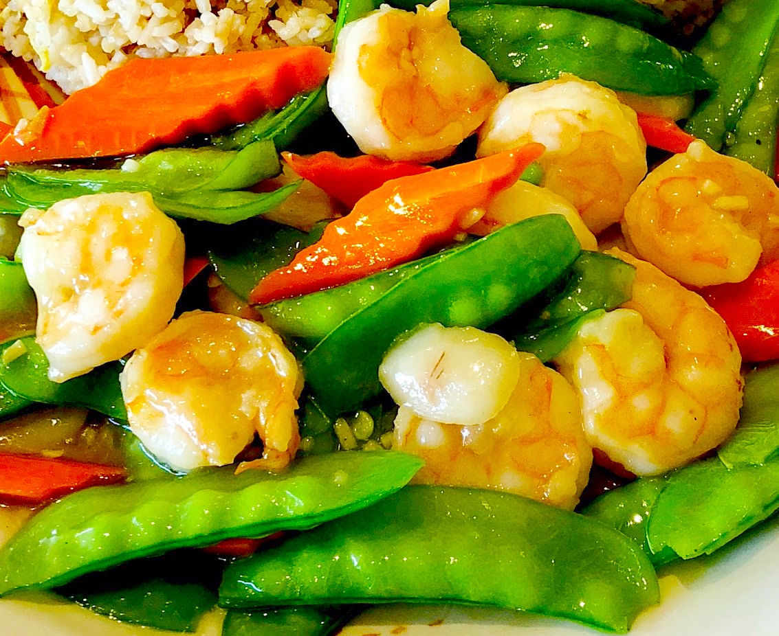 Shrimp with snow peas